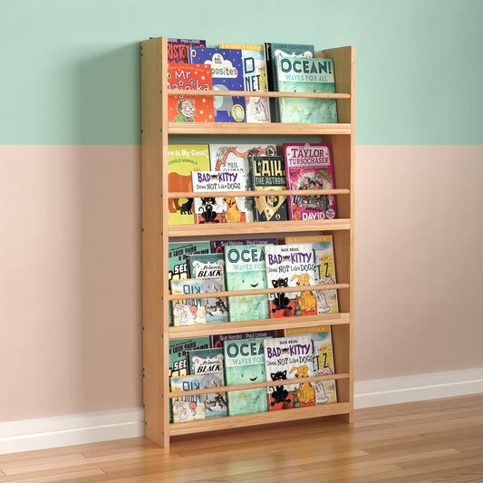 4 Tier Wall Mounted Bookshelf for Bedroom, Living Room, and Classroom