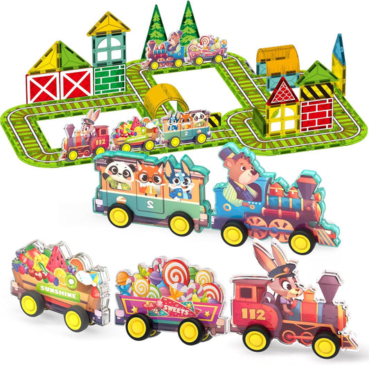 Animal Train Theme Kids Magnetic Tiles