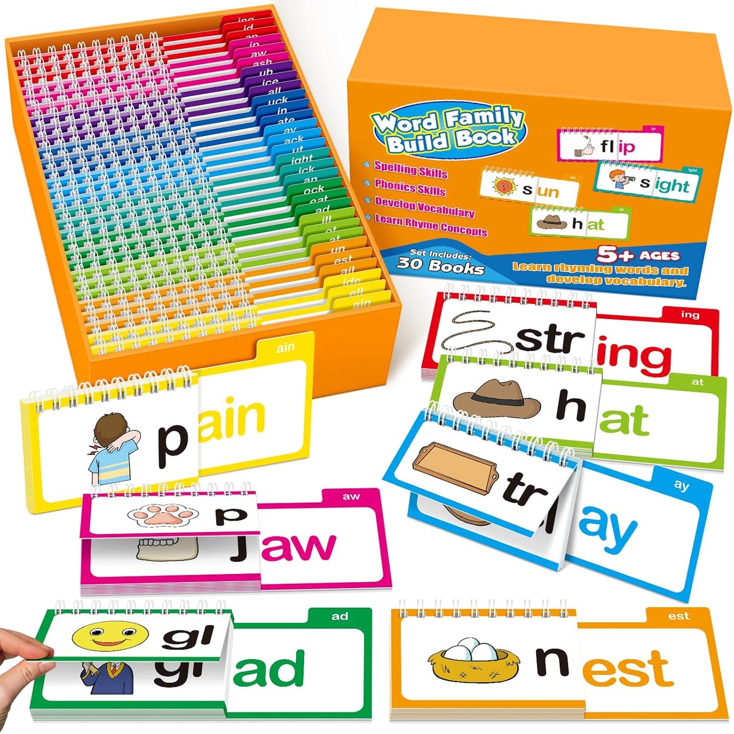 30 Phonics Vocabulary Learning Flashcards Books