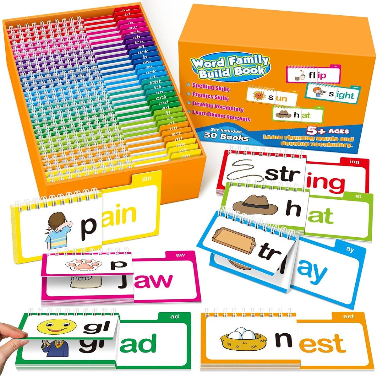 30 Phonics Vocabulary Learning Flashcards Books