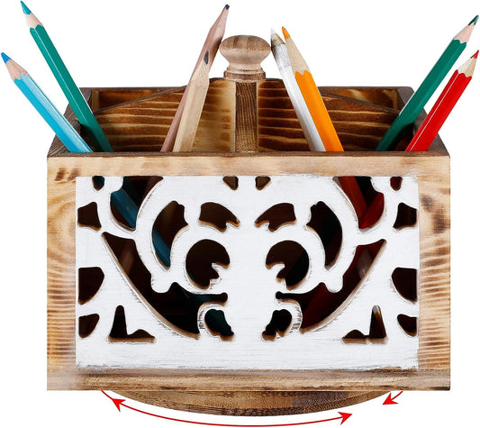 Desk Rotating Wooden Pencil Holder/Organizer