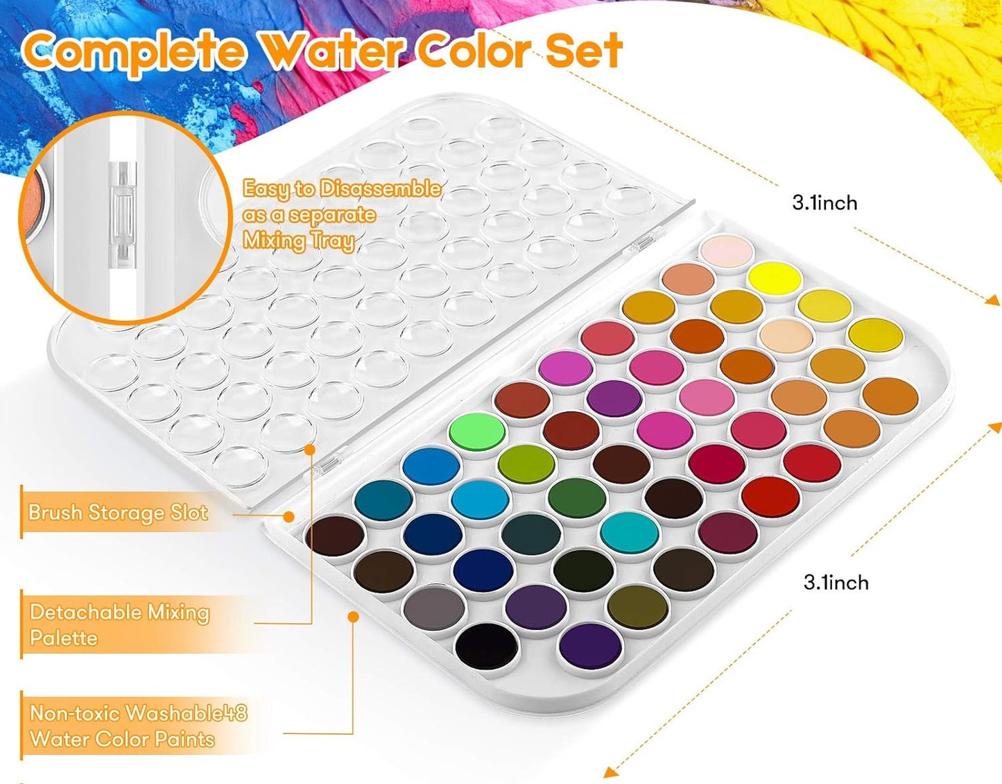 48 Colors Watercolors Cake & a Brush