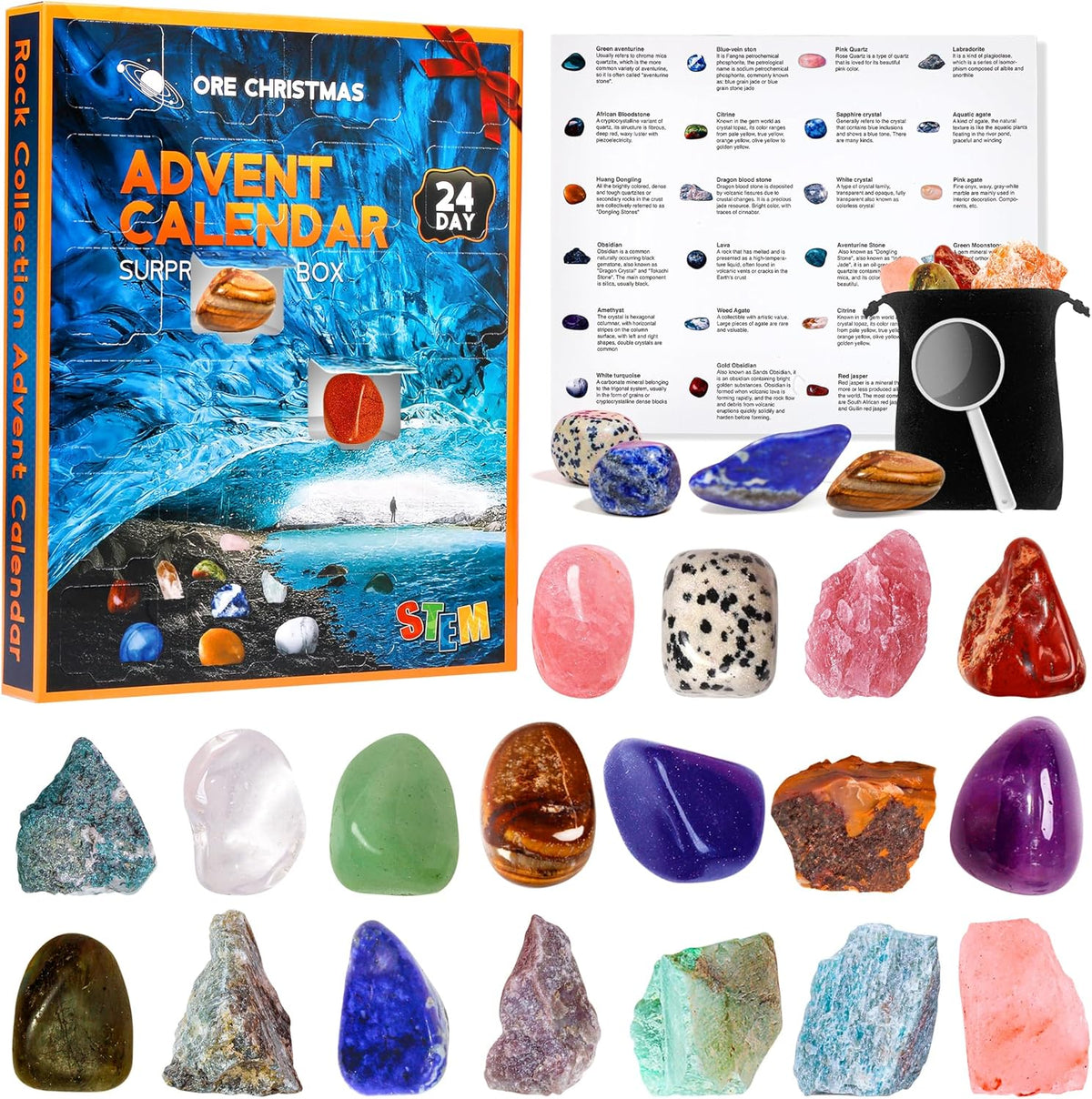 Kids 24 Crystals, Rocks and Minerals Collection Advent Calendar