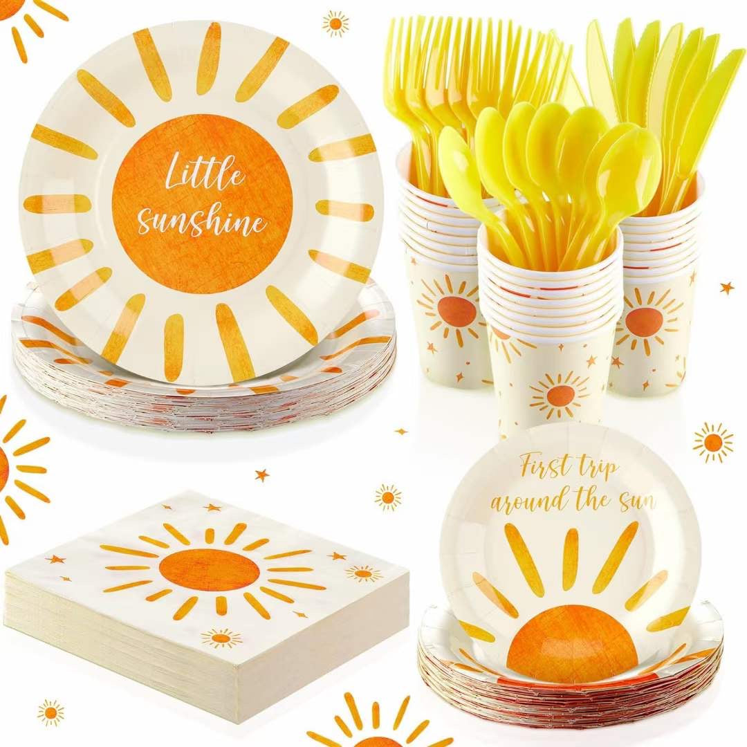 168 Pieces / 24 Guests Party Tableware Set - Little Sunshine