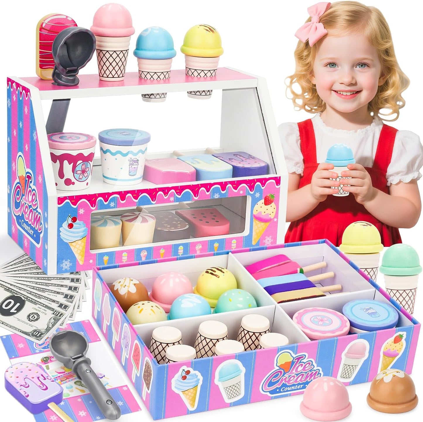 Wooden Ice Cream Shop Playset (3Y+)