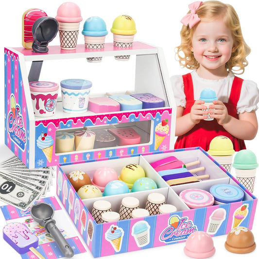 Wooden Ice Cream Shop Playset (3Y+)