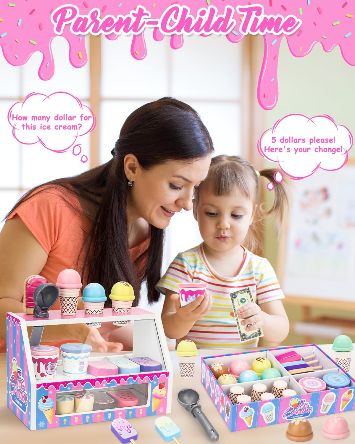 Wooden Ice Cream Shop Playset (3Y+)