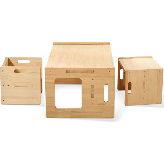 Kids Toddler Wood Table and 2x Chair Set