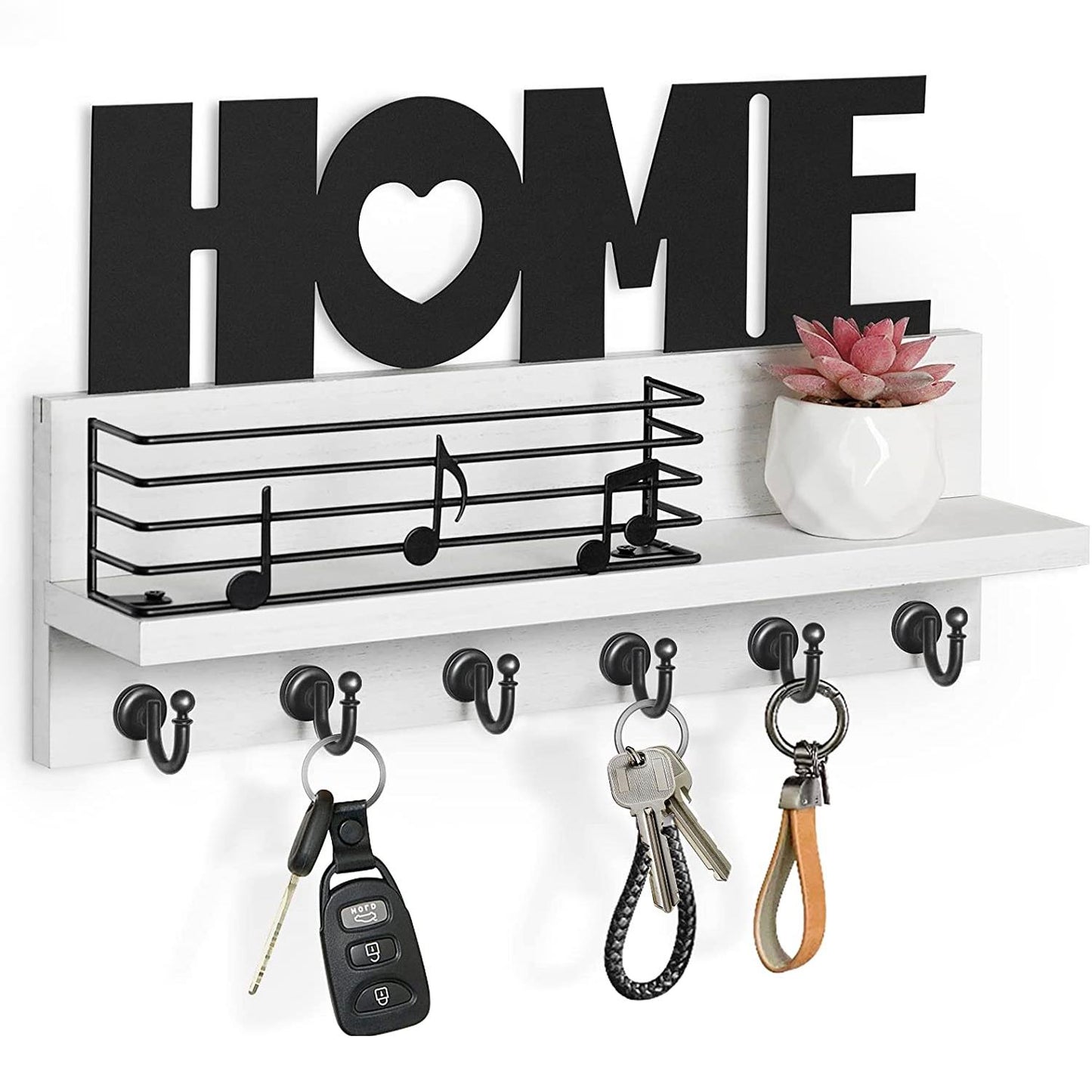 Wall Mount Holder/Organizer with 6 Sturdy Hooks