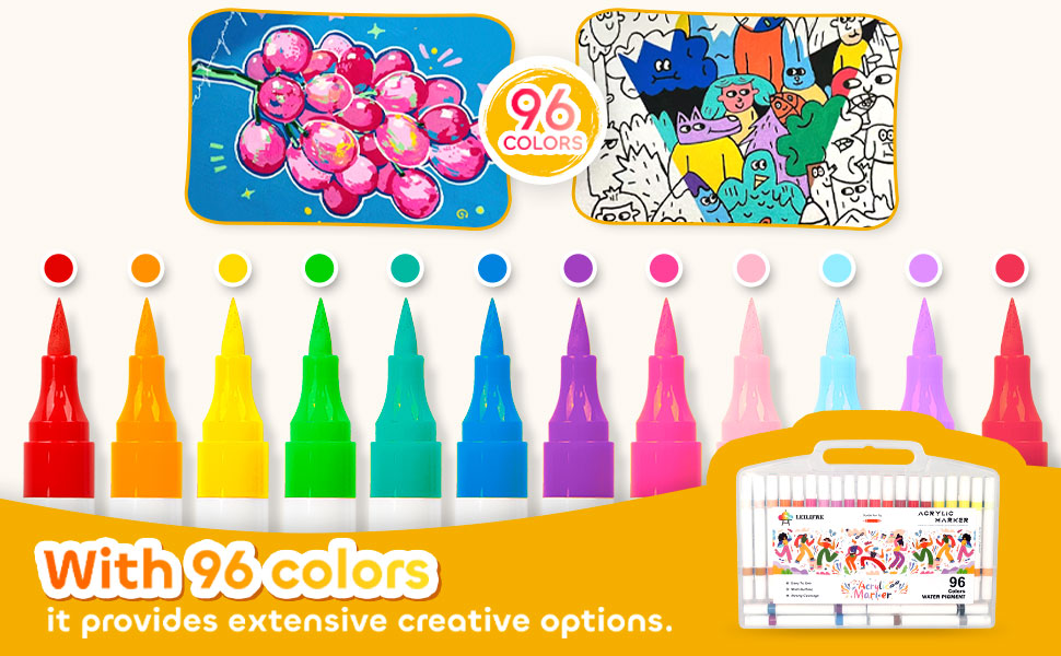 96-Colors Dual Tip Fabric Paint Acrylic Markers