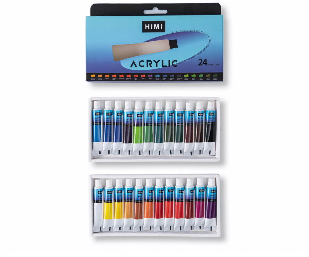 24-Color Acrylic Paint (Tube) Set (12ml each)