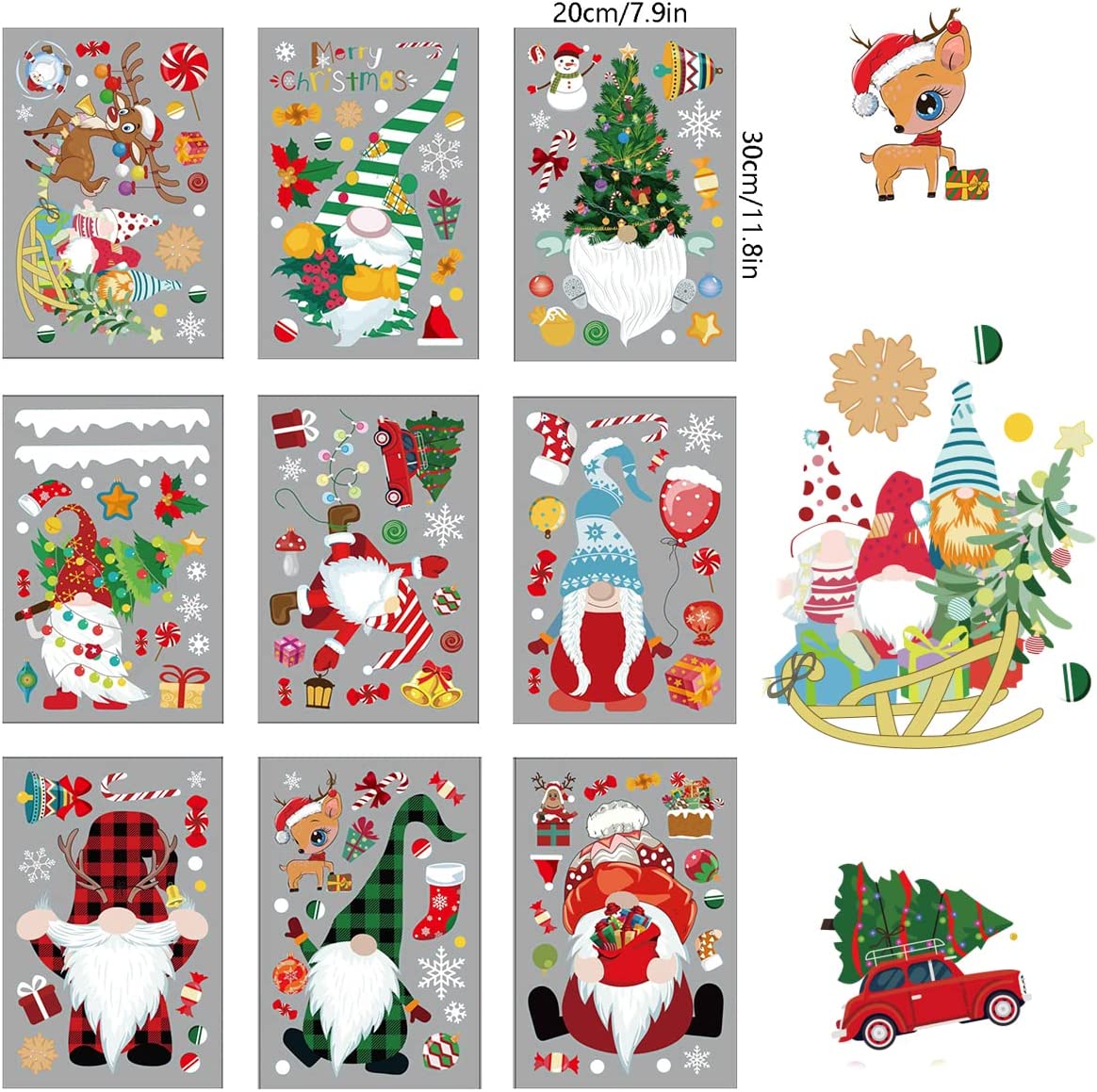 9 Sheets Christmas Window Stickers