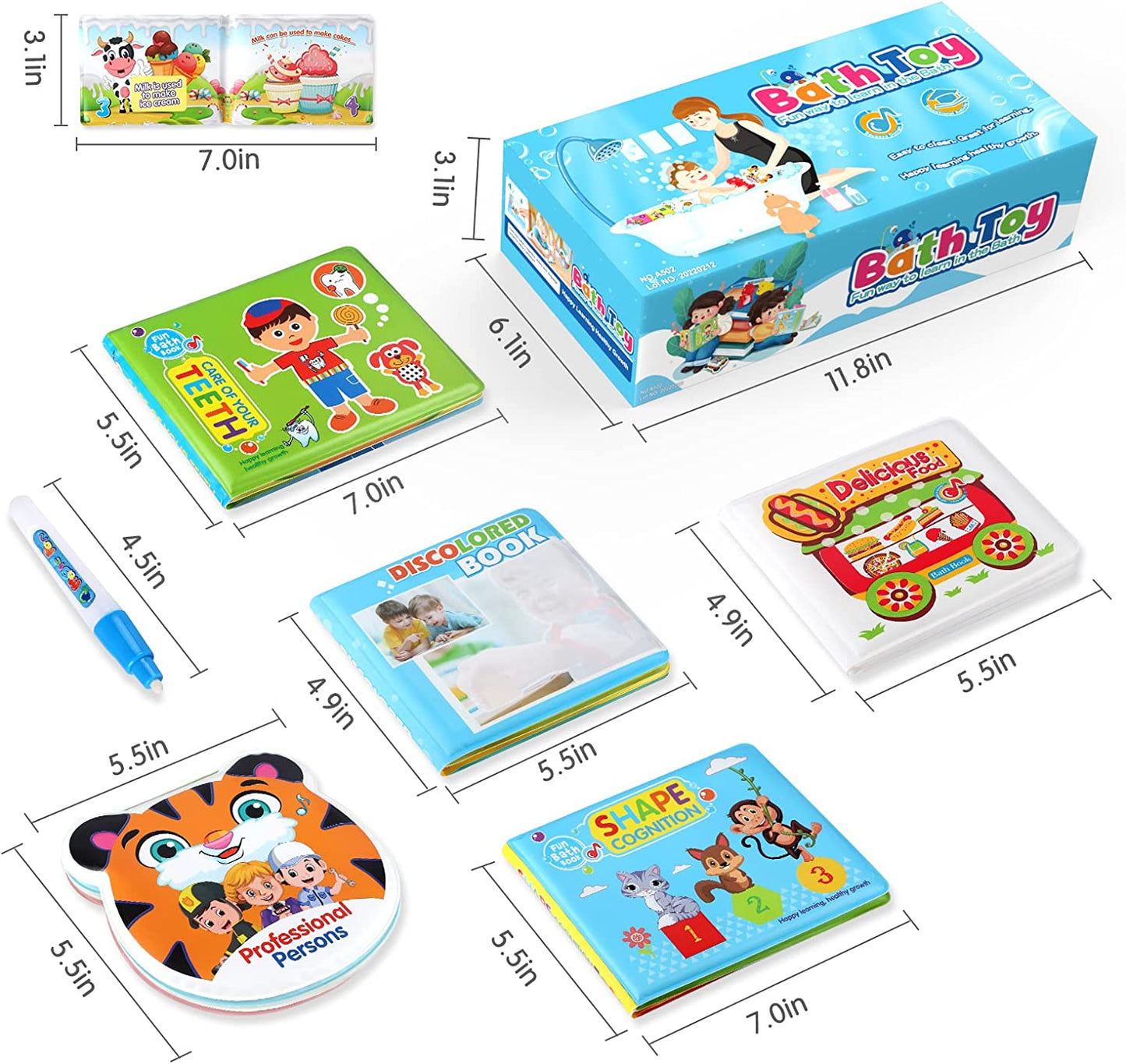 Fun Way to Learn in the Bath - Waterproof Interactive Baby Books