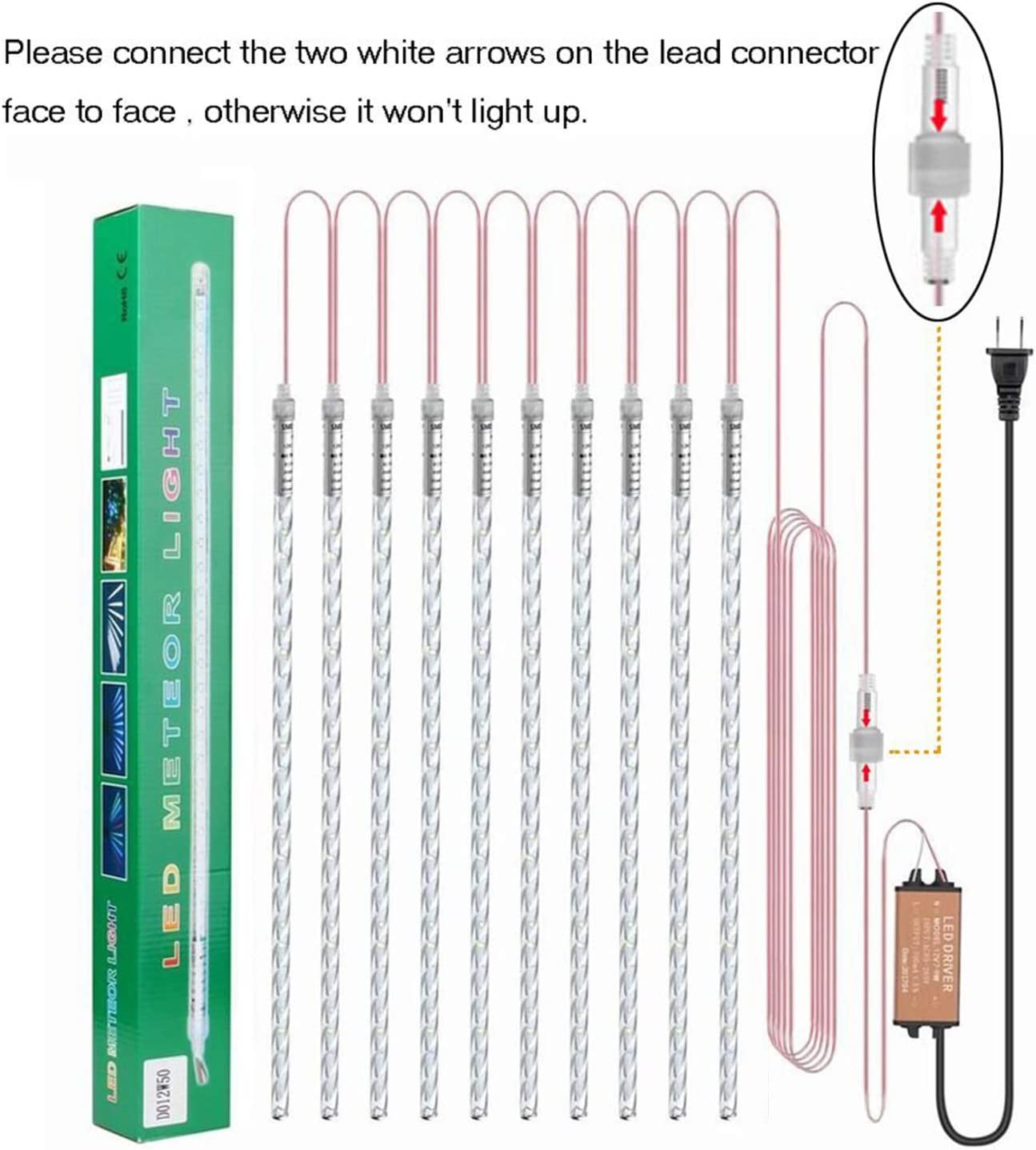 BlueFire Upgraded Meteor Shower Lights 19.68 Inch 10 Tubes 540 LEDs