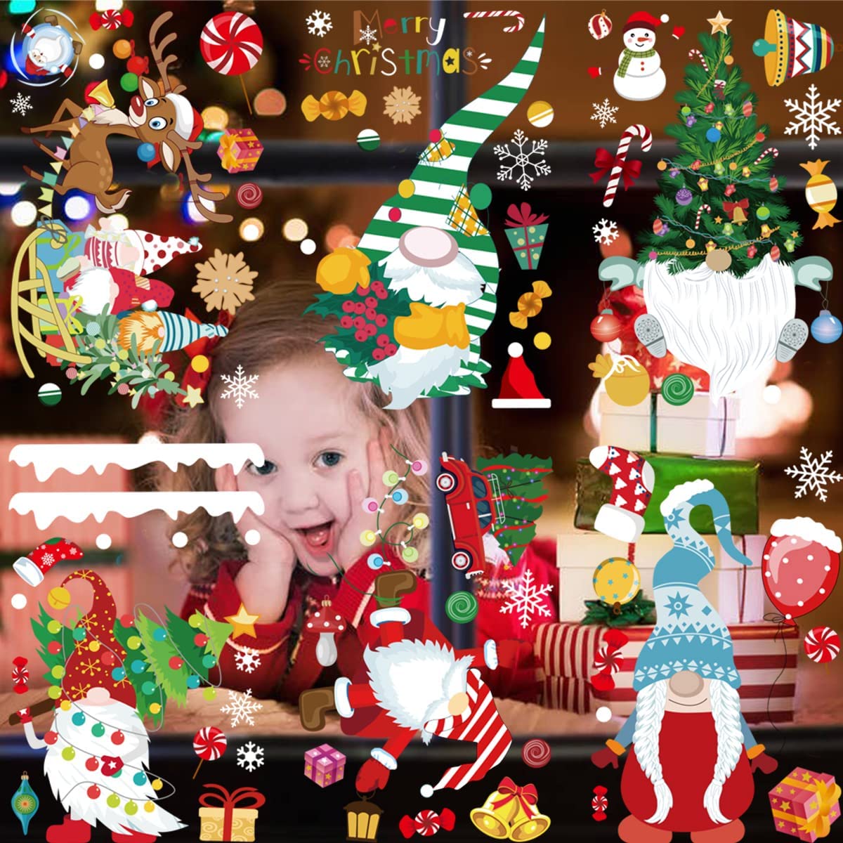 9 Sheets Christmas Window Stickers