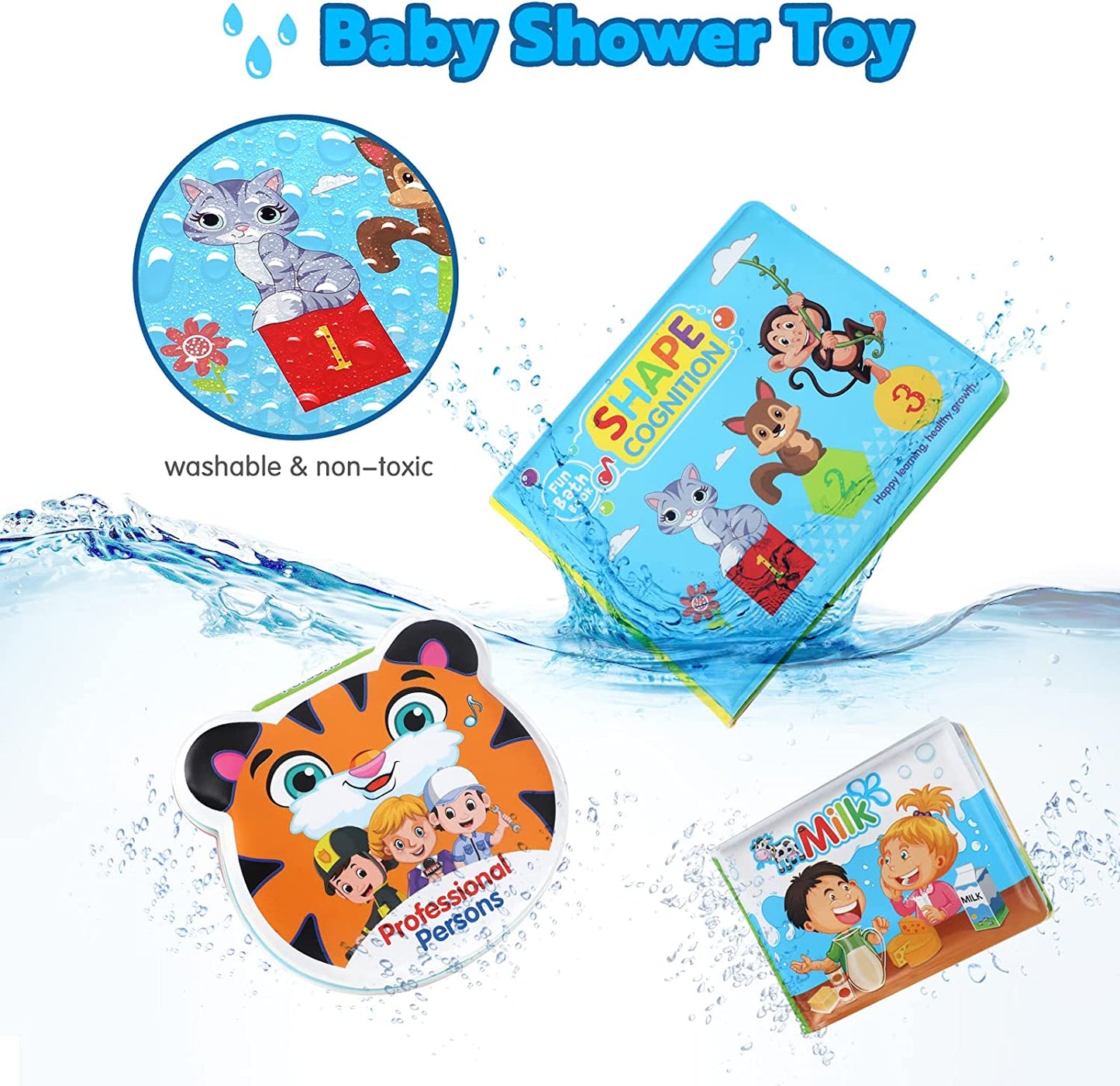 Fun Way to Learn in the Bath - Waterproof Interactive Baby Books