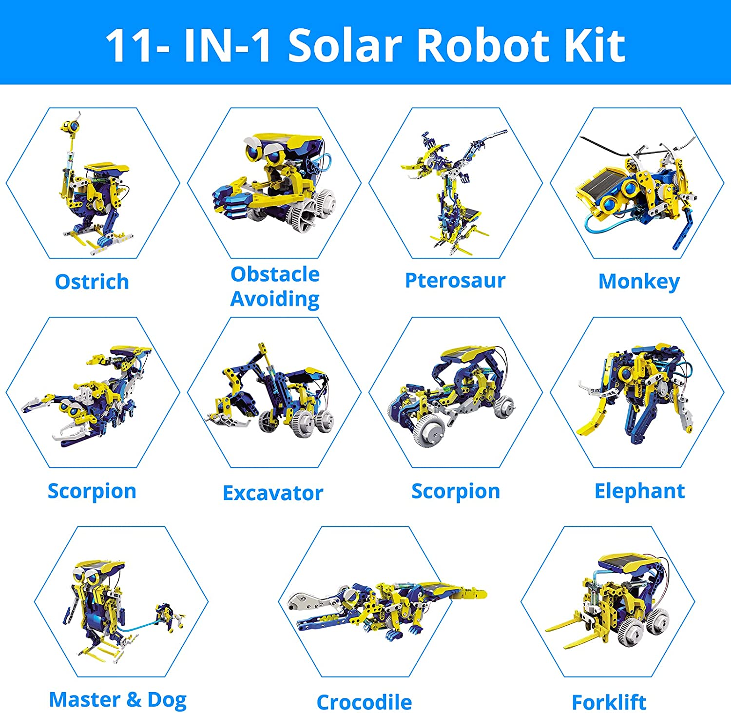 STEM Solar Animal Robot 12in1 with Solar Cell Power (190 Pieces) – click99c