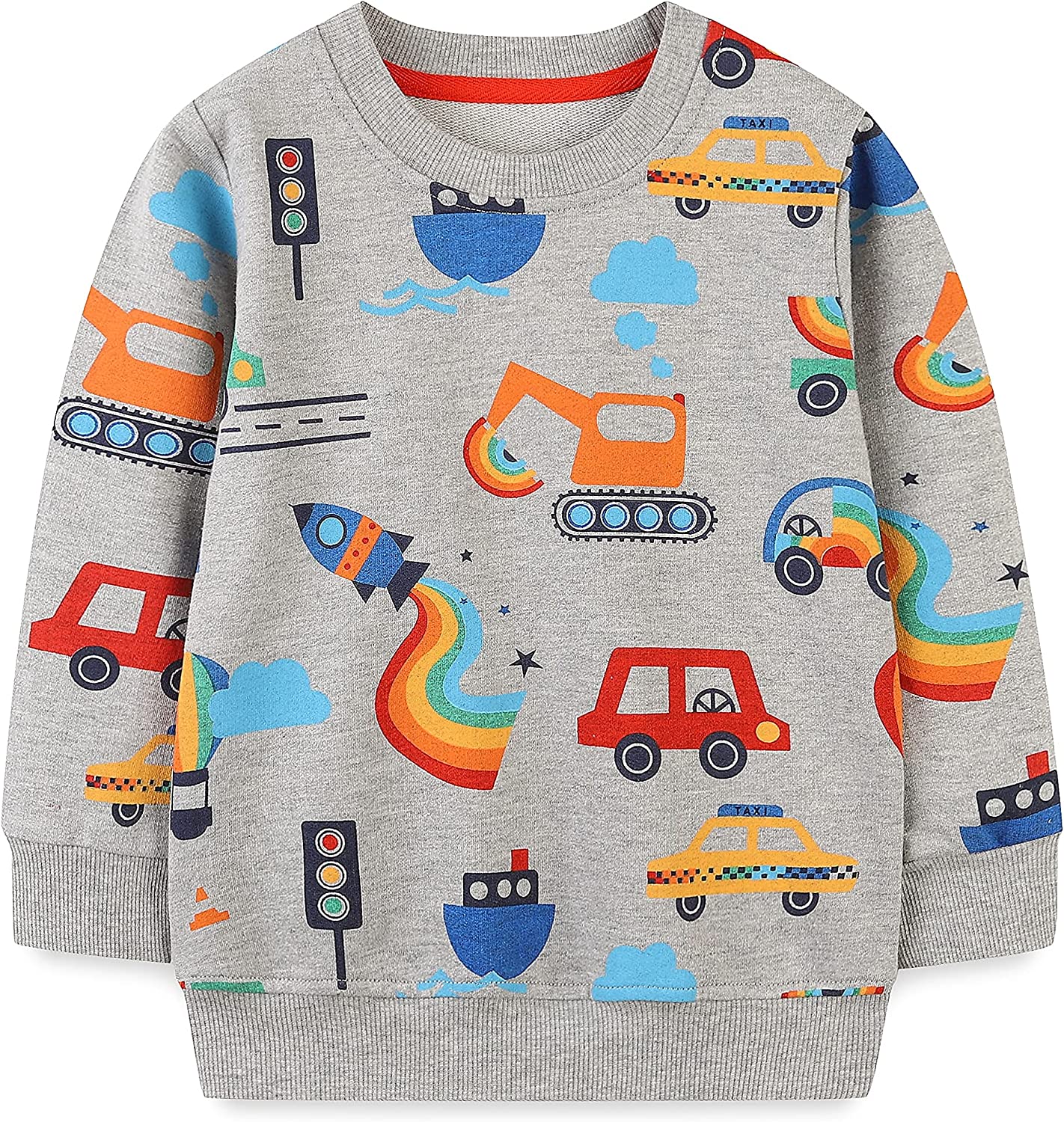 Kids Cotton Long-Sleeves Sweatshirt - Transportation